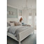Luxurious Solid Mahogany Wood Queen Bed in Pristine White with Laser-Cut Finish, Intricate Reeded Design, Rounded Bedposts, Modern Style, and Tech-Ready Nightstand Featuring Integrated Power and USB Outlets for a Timeless Coastal Retreat-1067126416