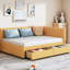 Lit de jour en lin jaune avec 2 tiroirs, sans sommier tapissier, plateforme stable recouverte d'une base durable-930643329
