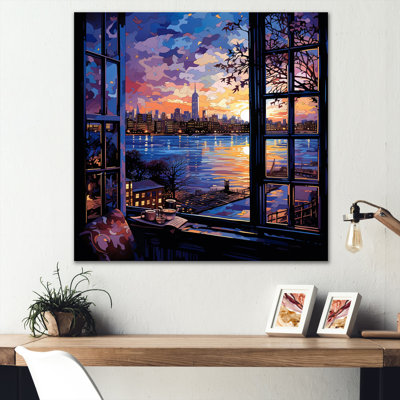 Blue Nyc At Night Window View I - New York City Wall Art