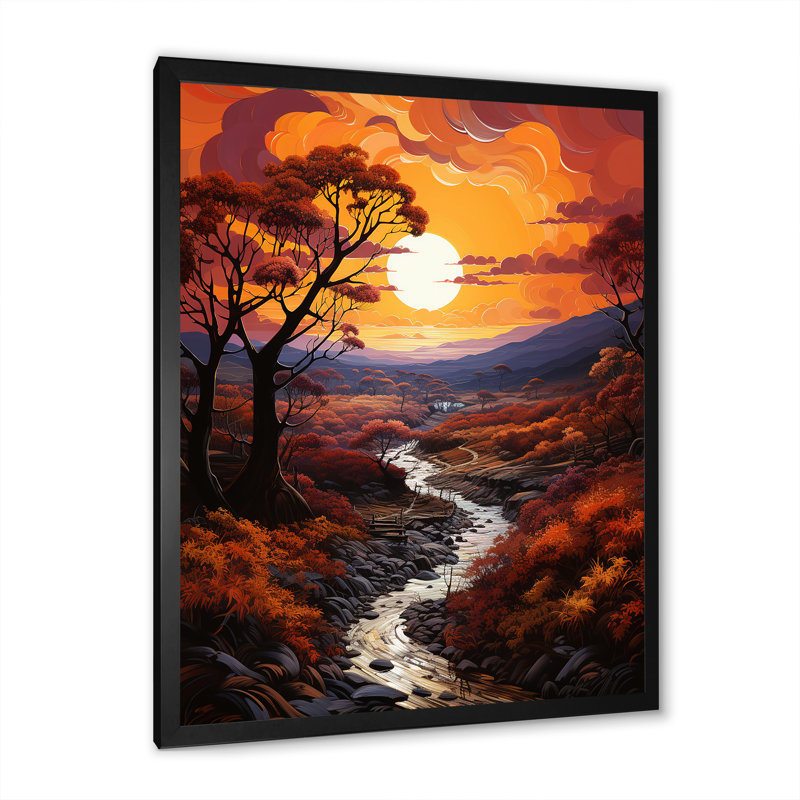 Bei Sunset Sunset Reverie Pastoral II sur toile, H 32 po x l 24 po x P 1 po, Cadre photo noir