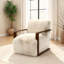 Chaise d'appoint de style contemporain 1 pièce courte en fausse fourrure douce d'inspiration rétro avec accoudoirs courbés en bois siège et dossier principaux-615270130-615270131