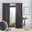 Catherine Lansfield Living Pinsonic Chevron Thermal Eyelet Curtains Two Panels Charcoal-63336539