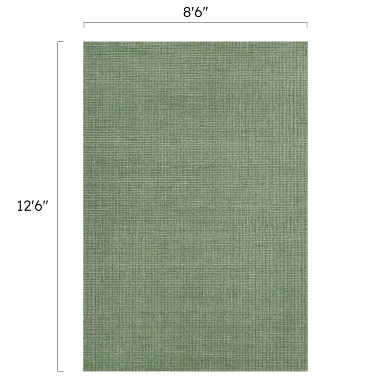 Bryn Hand Tufted Wool Abstract/Houndstooth Area Rug in Forest/White, Rectangle 8'6" x 12'6"