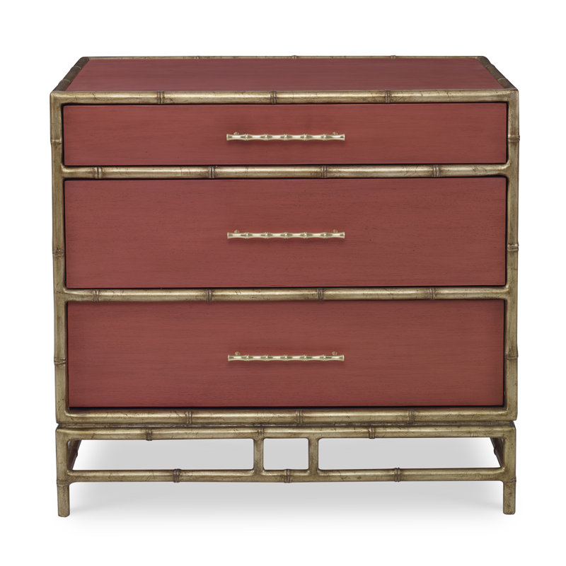 Chinoiserie 3 - Drawer Nightstand, Coral