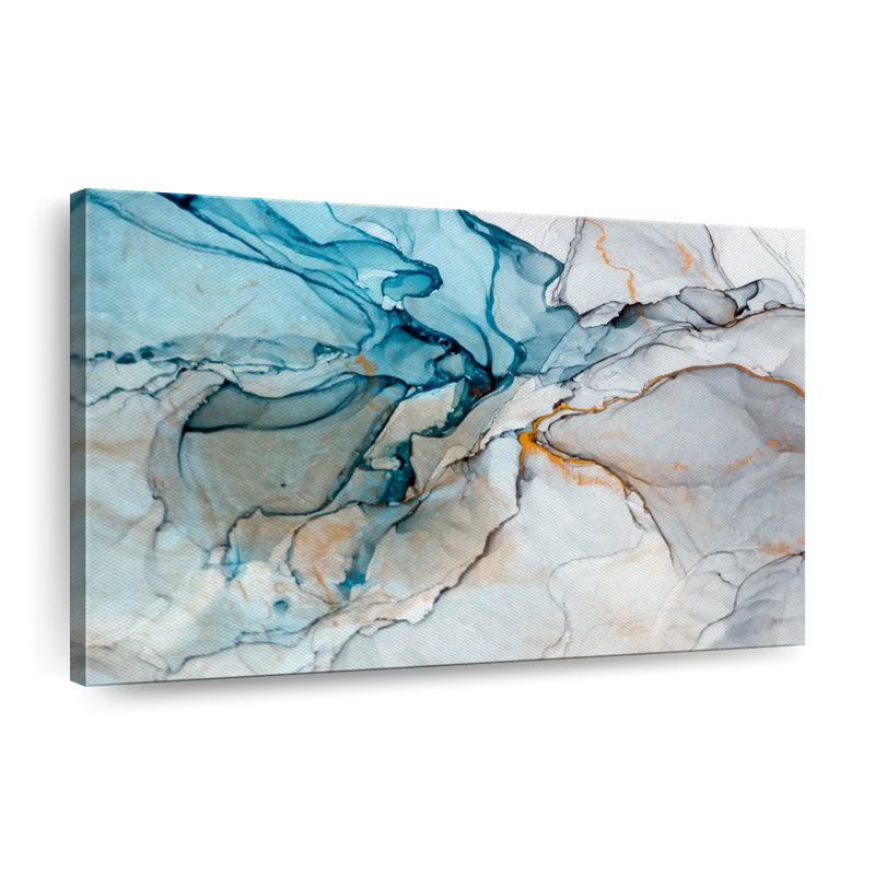 Impression sur toile bleu marbre liquide, H 8 po x l 12 po x P 1 po