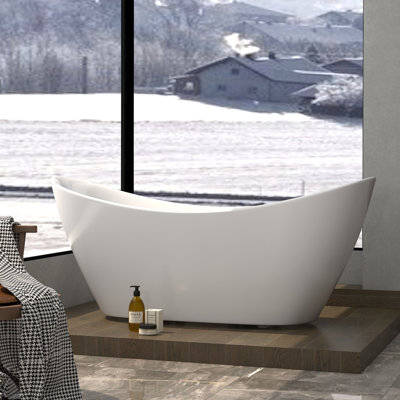 67'' x 30'' Freestanding Soaking Acrylic Bathtub with Faucet