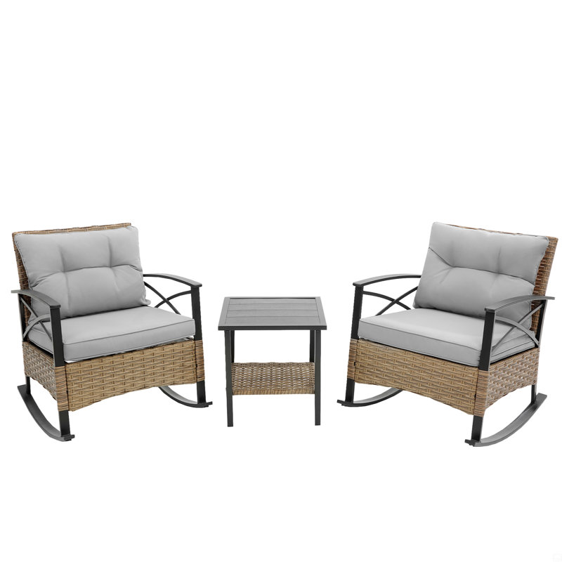 Ensemble de chaises berçantes 3 pièces, Gris