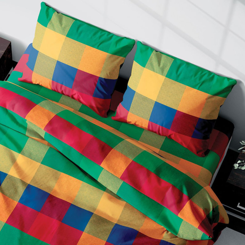 Cotton Chequered Duvet Cover Set with Pillowcases