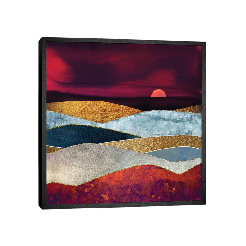 Crimson Sky - Print on Canvas, Black Framed, 66.04 cm H x 66.04 cm W