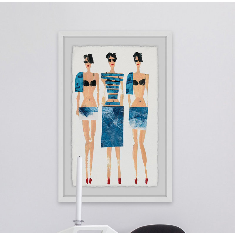 Corsham «sexy blues», reproduction de peinture acrylique, H 36 po x l 24 po x P 1,5 po, Papier avec cadre blanc