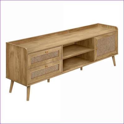 TV Furniture 72 Inch Transitional Walnut Laminate Media Console with Storage | Walnut | TV Size Ranges 80-89 inches