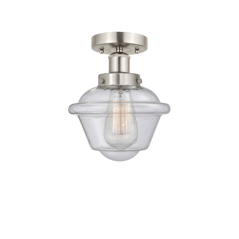 Grourke Glass Semi Flush Mount, Seedy, Brushed Satin Nickel