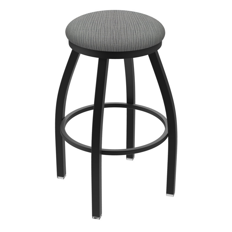 Cragin Swivel Upholstered Counter Stool, Black Wrinkle, Fabric-Graph Alpine, Bar Stool (30” Seat Height)