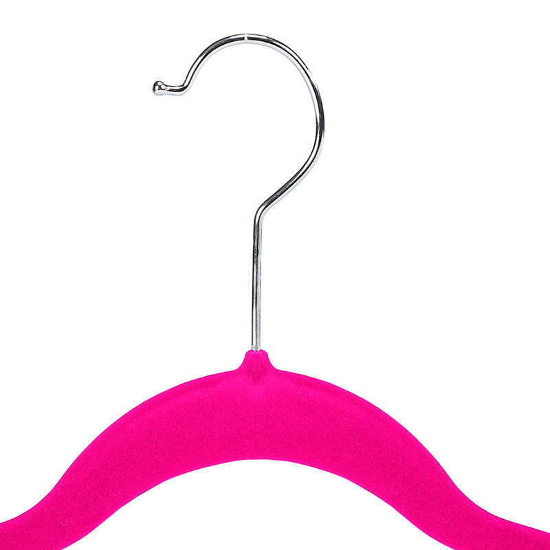 Cintres Kieva en velours antidérapant avec pinces pour robe / chandail, Fuchsia