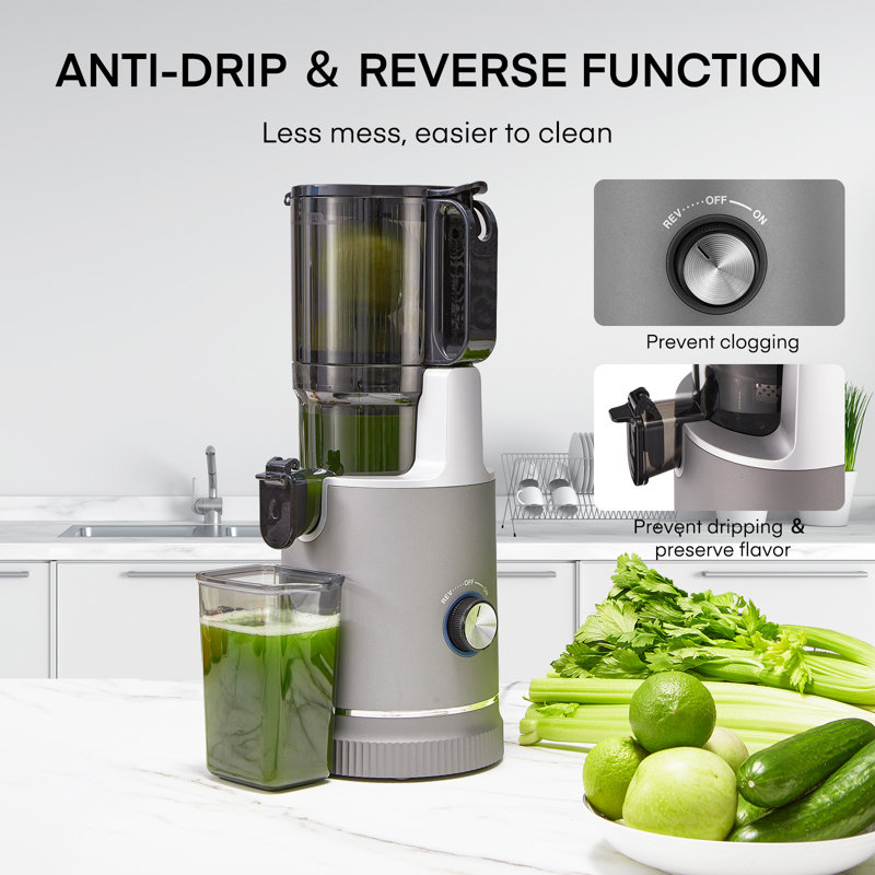 Cold Press Juicer With 5.3" Extra Wide Feed Chute For Whole Fruits - High Yield, Easy To Clean, 250W Slow Masticating Motor  Option 3 (Benefit-Driven):