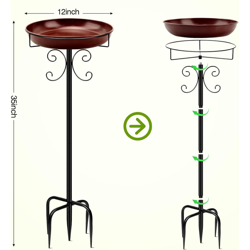 Bain d'oiseaux en métal Borgella, Brun