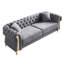 Canapé de salon Chesterfield en velours capitonné, canapé l 84,25 po, gris clair
