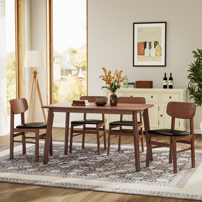 5-piece Compact Wooden Mid-century Modern Dining Set With 4 Chairs Padded Seat -  George Oliver, 23F4E7B52EC4433090D4DE0A37C35603