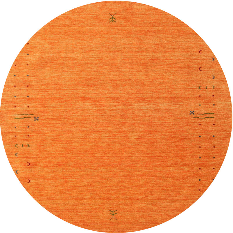 Tapis de zone orange contemporaine, Rond 4 pi