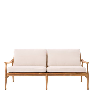 Manzo 71.26'' Wide Rectangle Teak Patio Sofa with Cushions