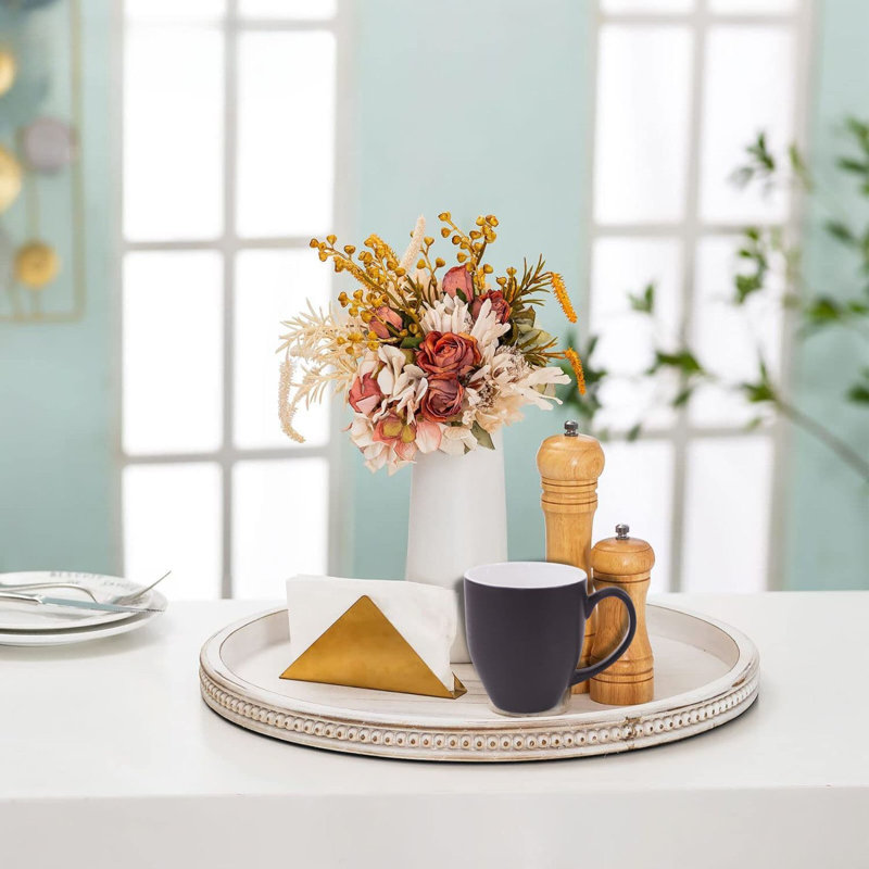 Plateau décoratif circulaire blanc