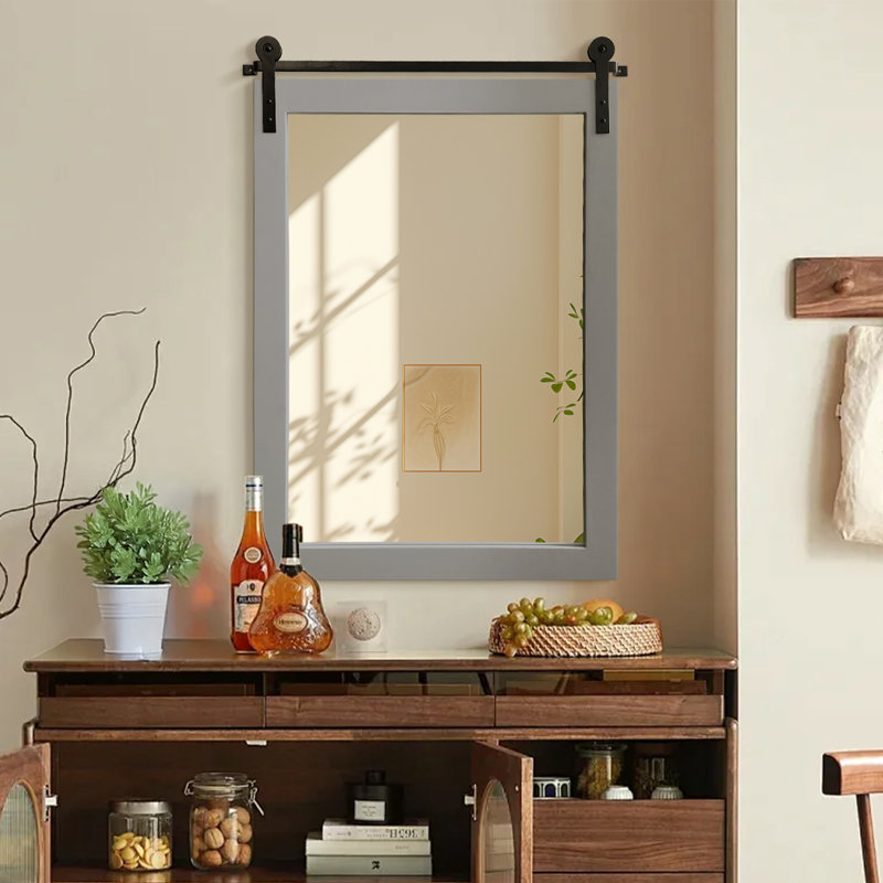  Miroir d'appoint rectangulaire moderne, Gris, 30 po x 22 po