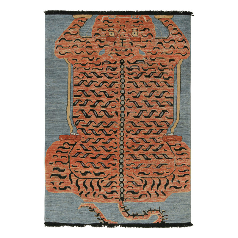 Burano Hand Knotted Wool Animal Print Area Rug, Rectangle 9' x 12'