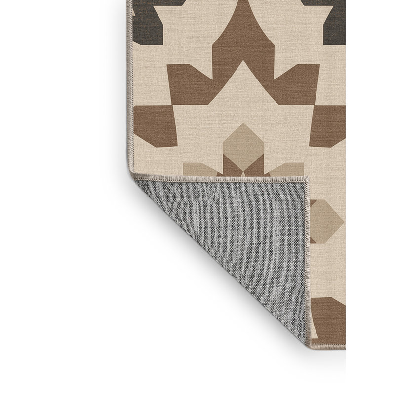 Machine Washable Manhasset Global Inspired Moroccan Rug in Beige – Beige Binding, 4 x 6
