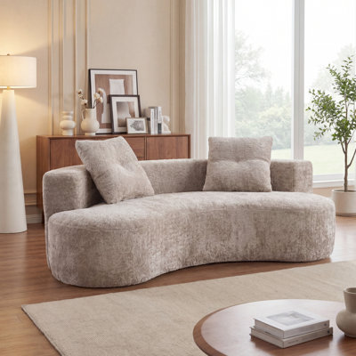 79.5" 3 - Seater Boneless Couch For Small Living Rooms, Bedrooms, And Offices, Fabric, No Assembly, In A Box Upholstered Room, Office, Bedroom, Or Apartment, Camel Colored, Foam Spring,