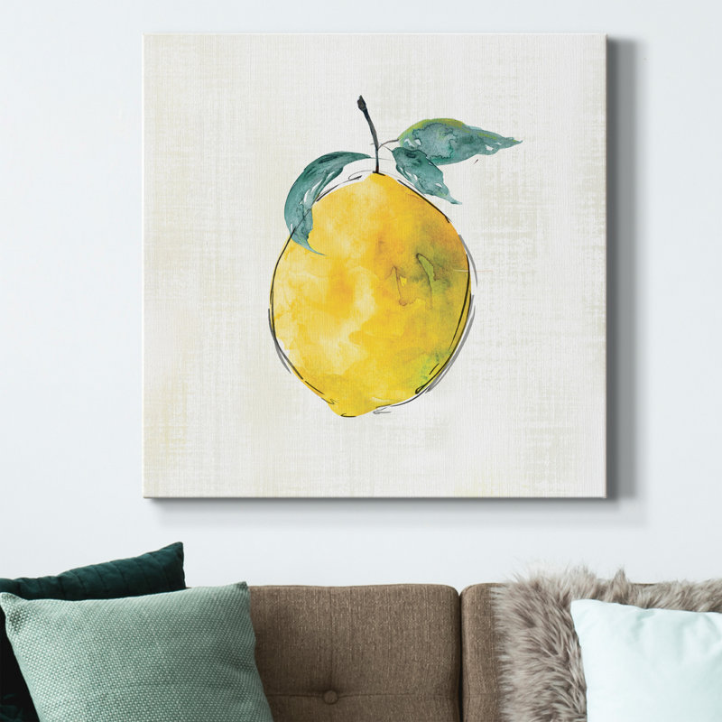 Joyeux citron - peinture sur toile tendue, H 40 po x l 40 po x P 1 po