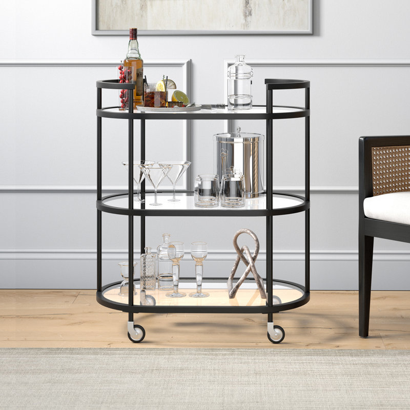 Metal Bar Cart, Blackened Bronze