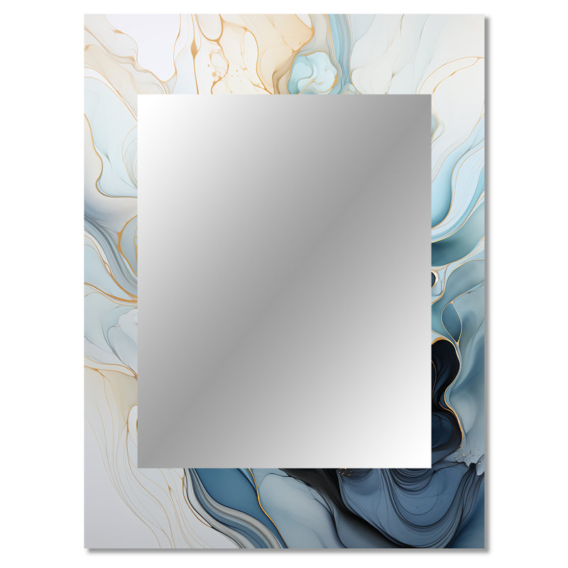 Minimalism Serenity In Motion - Minimalism Wall Mirror, Modern Decorative Mirror, Printed Metal Art, 40" x 30"