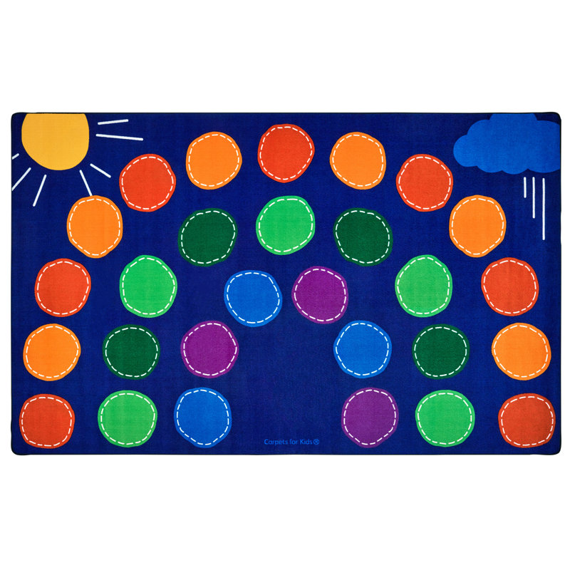 Tapis bleu à motif géométrique Rainbow Seating, Rectangle 8 pi 4 po x 13 pi 4 po