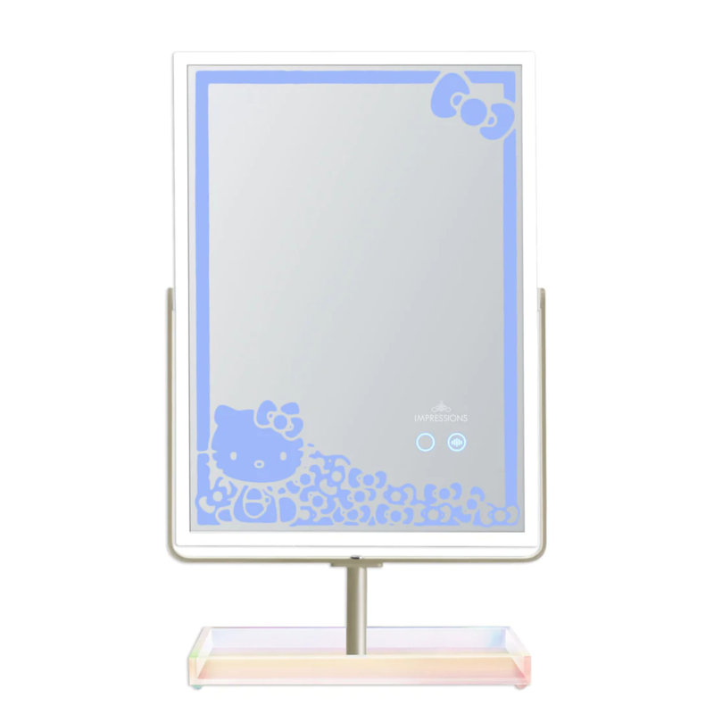 Miroir de maquillage Hello Kitty avec éclairage arc-en-ciel ajustable contrôlé par l'application et plateau en acrylique