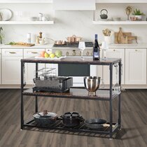 Wade Logan Houchin Kitchen Island with Granite Top with Locking Wheels Base Finish: White Wayfair 36H X 30W X 17D