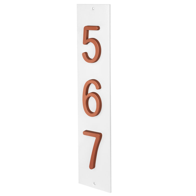 Plaque d'adresse verticale en aluminium à 3 tiroirs Royal Shade, Blanc, Cuivre, Oui