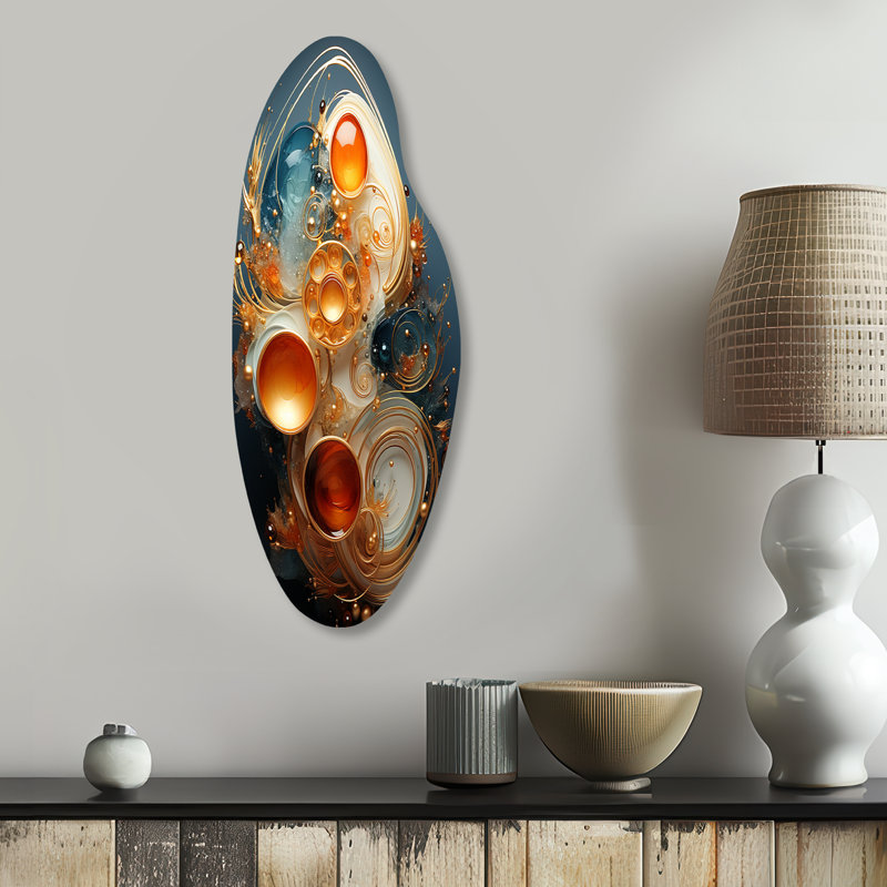 Clayvon - spirale abstraite, décoration murale en métal incurvé, sarcelle, reproduction d'art asymétrique, H 30 po x l 11 po