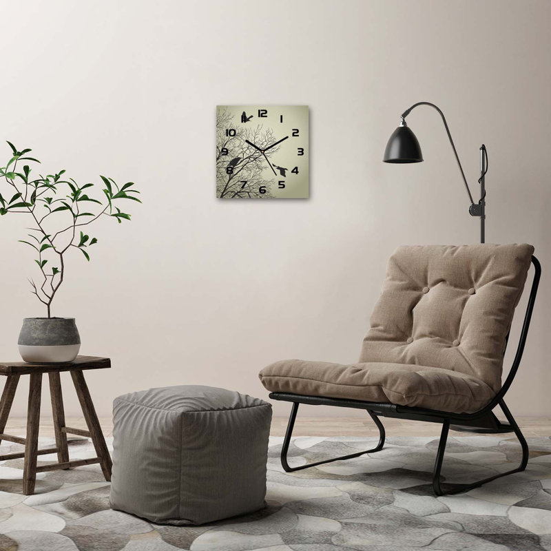 Iestyn Glass Wall Clock, Black/Taupe