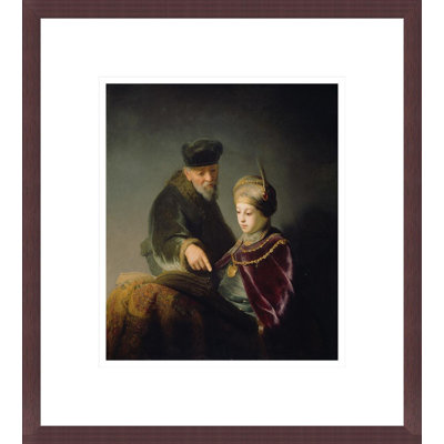 Un jeune érudit et son tuteur par Rembrandt van Rijn - Estampe numérique encadrée