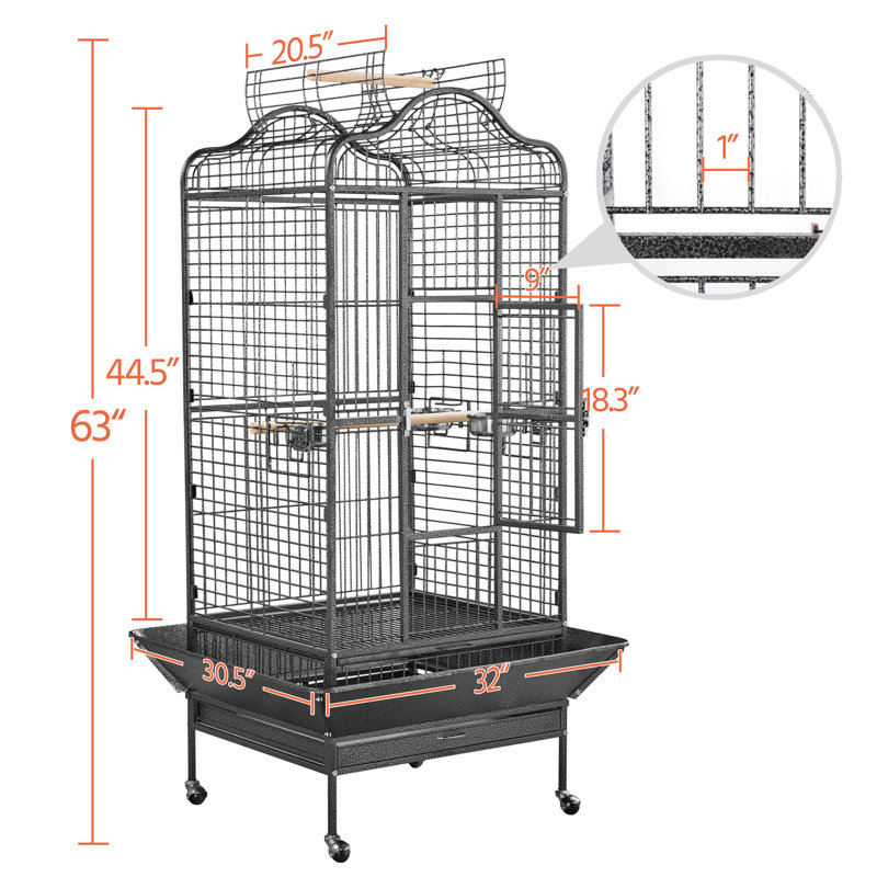 Cage à oiseaux de 63 po avec roues Victorian