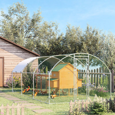 Metal Chicken Coop Run By , Waterproof Cover, Spacious For 12-18 Chickens, Outdoor Yard Farm, 9.2' X 18.7' 6.5', 1" Tube Cover & Lock, Chickens More,