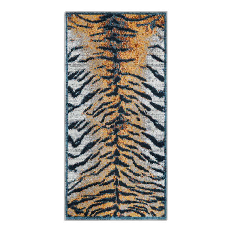 Tapis brun clair en polyester tissé à la machine Aanya, Tapis de couloir 2 pi x 4 pi 1 po