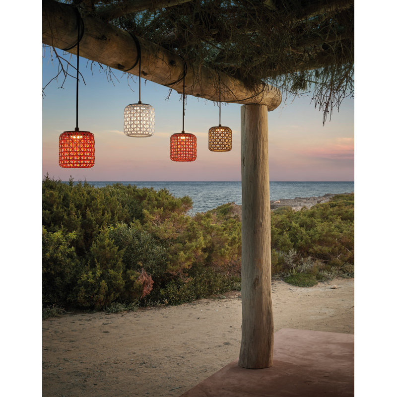 Luminaire suspendu tambour 1 lumière DEL Nans, Rouge