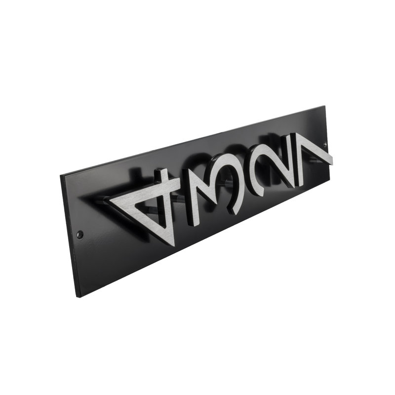 Floating Modern 3" Number Vertical Address Plaque (4 Digits), Black, Satin Nickel Two Tone, Yes