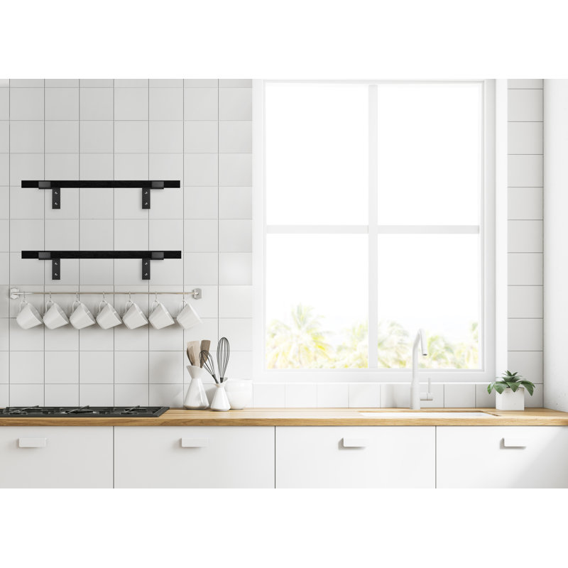 Arriyanah 2 Piece Solid Wood Bracket Shelf, Grey, 1" H x 52" W x 7" D