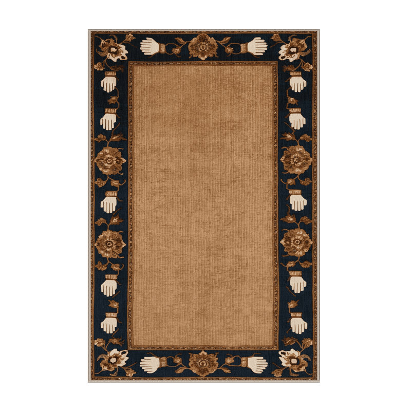 Machine Washable French Brown Area Rug, Rectangle 3' x 5'