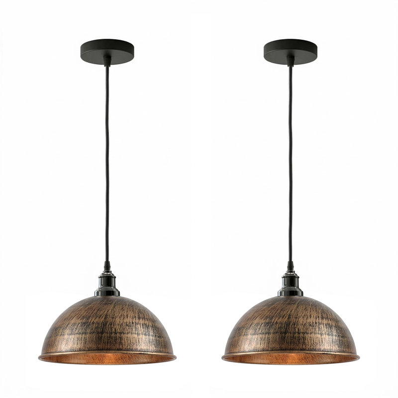 1 - Light Dome Pendant, Brushed Copper, No