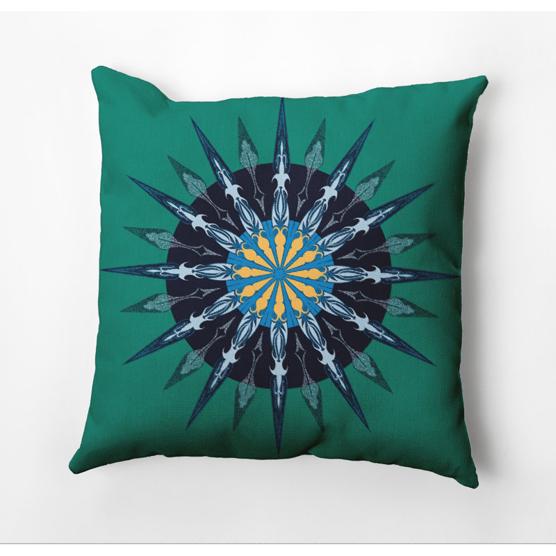 Nautical Nights Geometric Outdoor Reversible Throw Pillow, Green, 16" H x 16" W