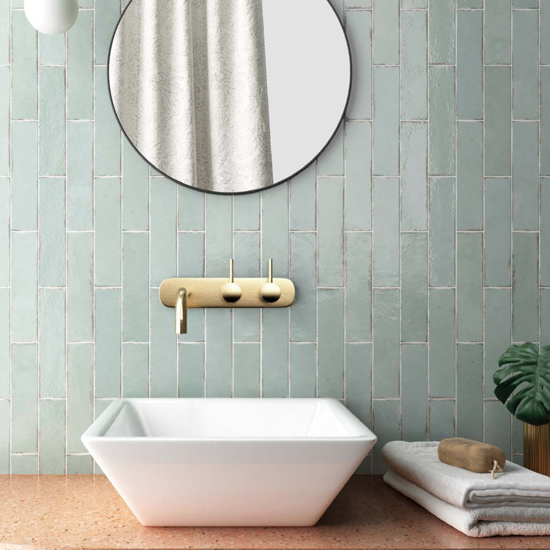 Tribella | 2.5" X 10" Porcelain Wall Tile, Seaglass green