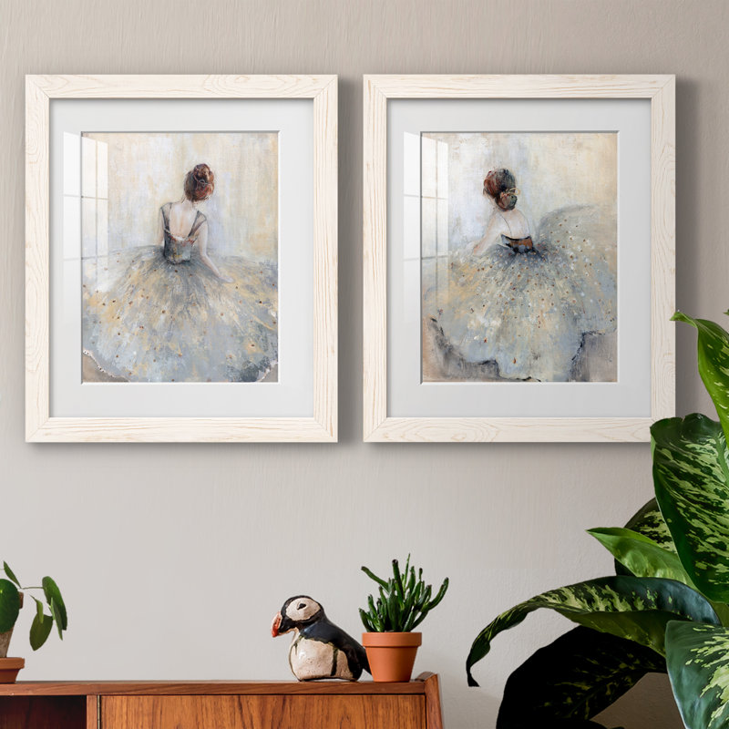 Beautiful Contemplation - ensemble de 2 peintures, H 20 po x l 34 po x P 1,5 po, Papier encadré blanc